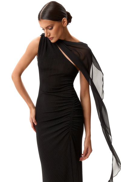 Платье со шлейфом на плече SODAMODA, цвет: Черный, 16105 купить онлайн