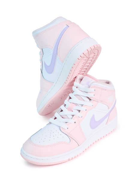 Кроссовки подростковые Jordan 1 Mid "Pink Wash" NKDADDYS SNEAKERS, цвет: розовый FD8780-601 купить онлайн