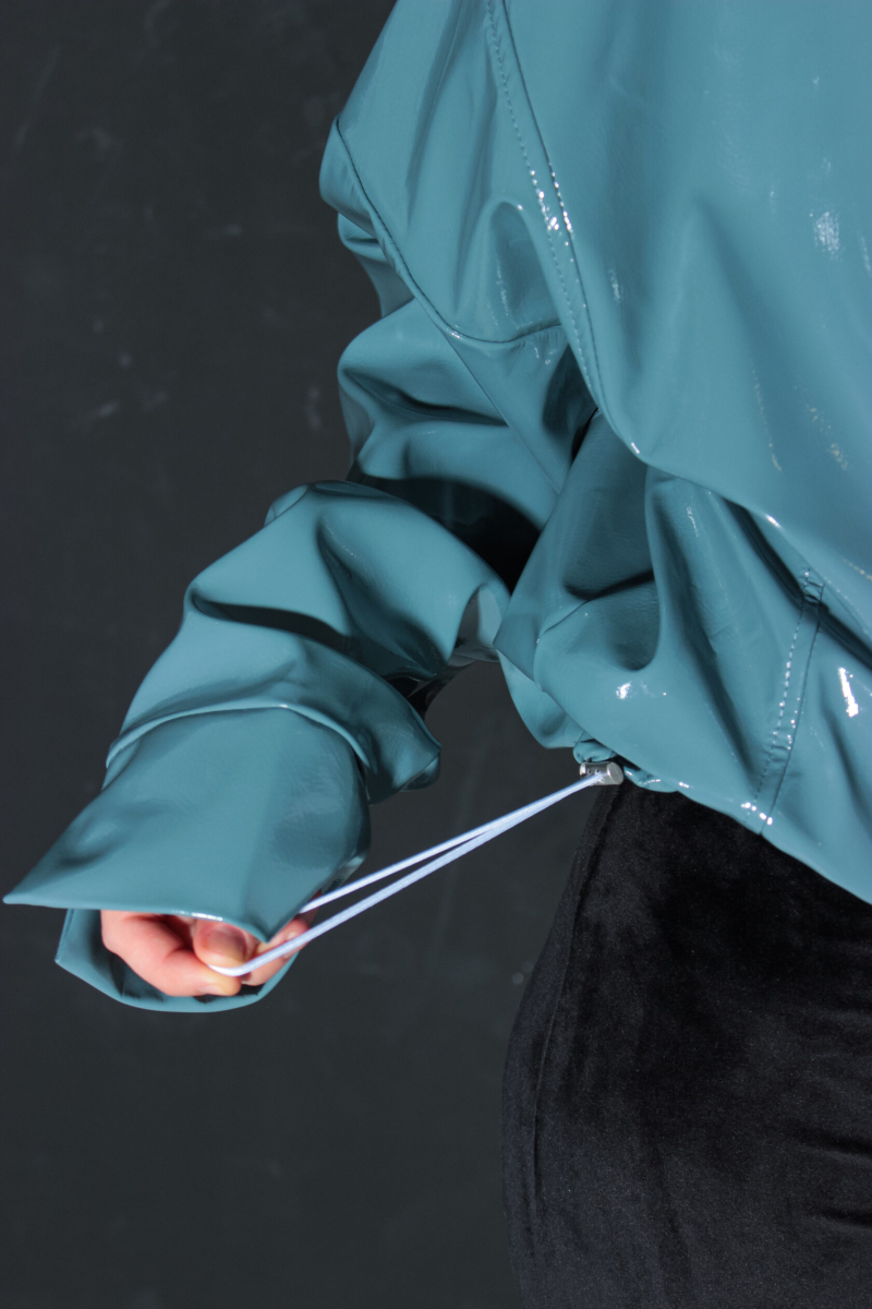 Бомбер из лаковой экокожи GARCHIT, цвет: голубой, GARLakeBomb купить онлайн