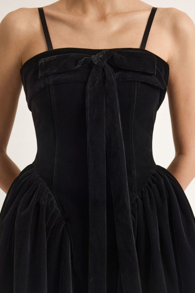 Бархатное платье с бантом TOPTOP, цвет: Черный, TT.010.18399.900 купить онлайн