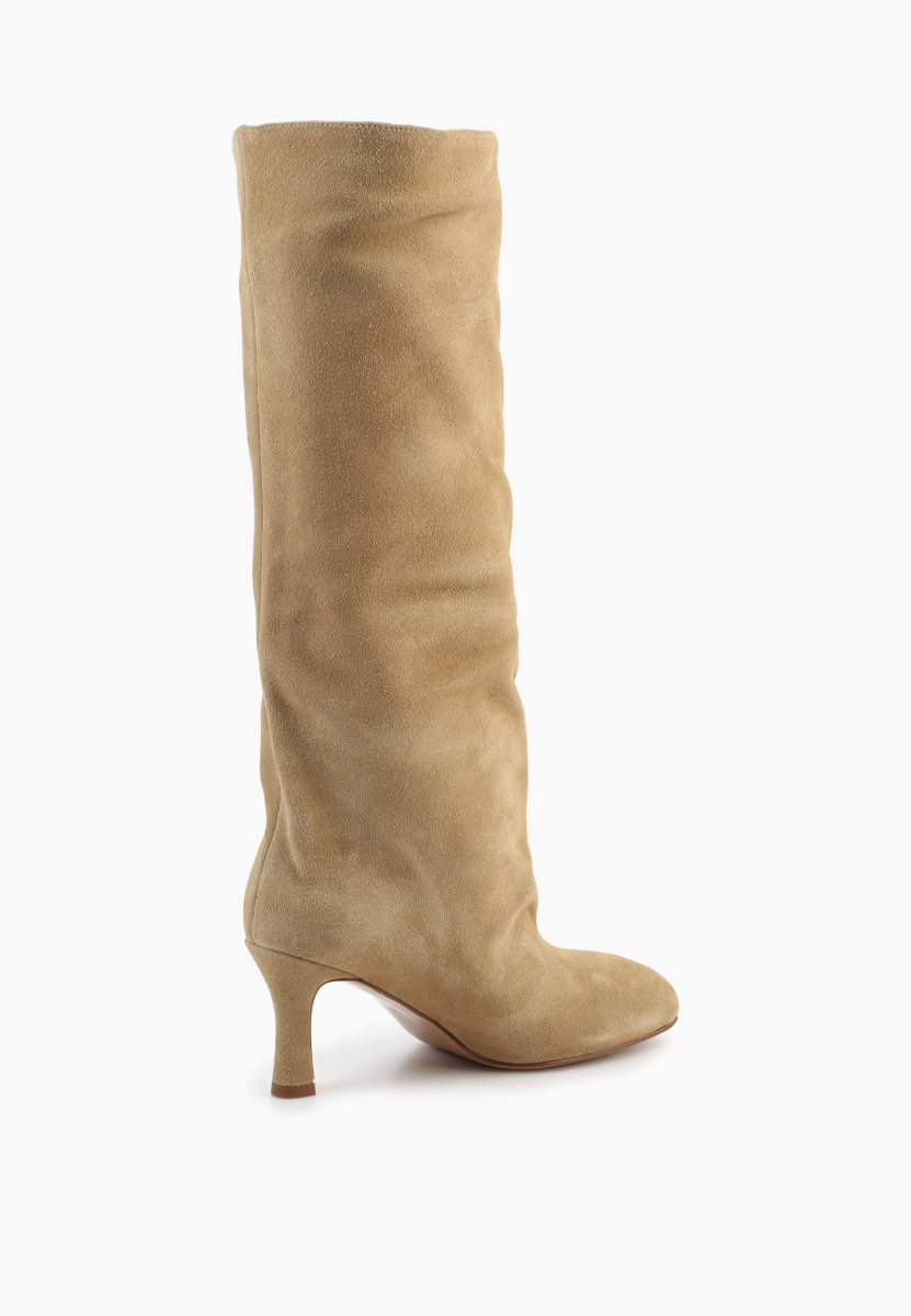 Сапоги с квадратным мысом из натуральной замши SBALO, цвет: бежевый SXL3 купить онлайн