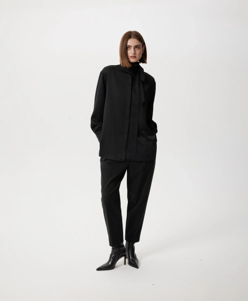 Блузка прямой свободной формы GLVR, цвет: Черный, 225G31GAC2216 купить онлайн