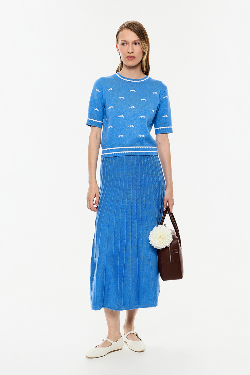 Вязаная юбка DREAMS BY ALENA AKHMADULLINA, цвет: голубой, 225104100304194/111000 купить онлайн