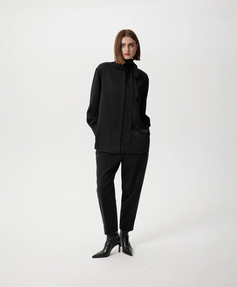 Блузка прямой свободной формы GLVR, цвет: Черный, 225G31GAC2216 купить онлайн