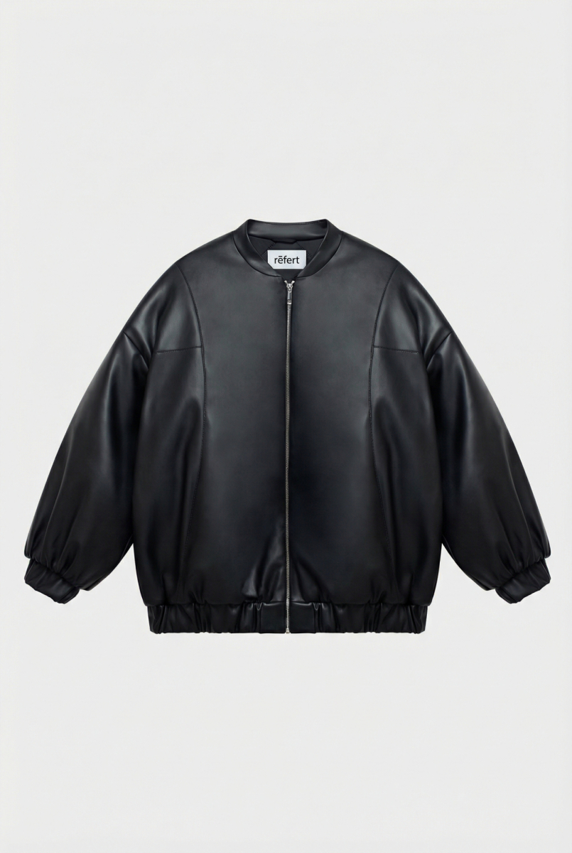 Куртка из экокожи с рельефами на утепленной подкладке