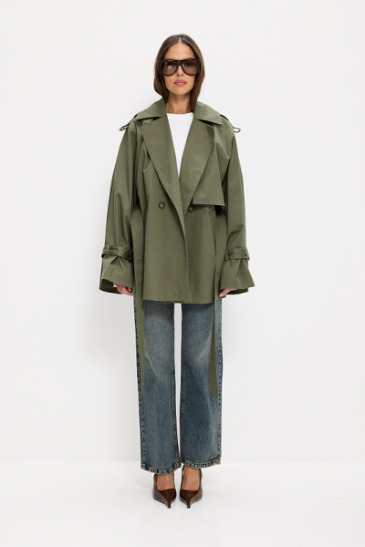 Тренч укороченный ABDA, цвет: хаки, 812613403607 купить онлайн