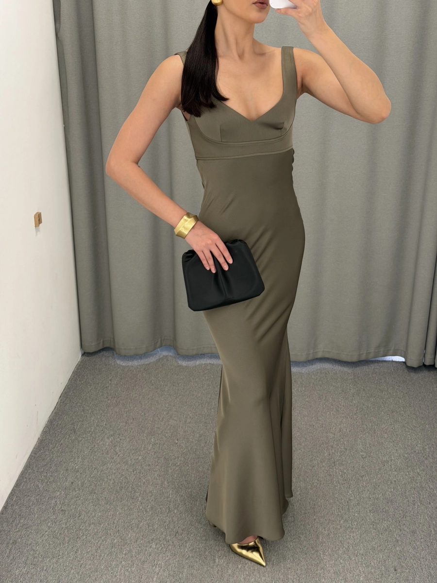 Сарафан в пол с открытой спиной MUSE ME, цвет: оливковый, D059 купить онлайн