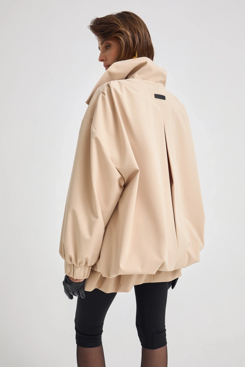 Тренч объемный с воротником стойкой Shtripling, цвет: белый, SHTCOT005MLK купить онлайн