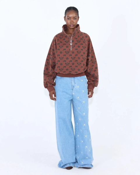 Свитшот PATTERN FLYING A CROPPED BROWN ASIA ST 71, цвет: коричневый, Ast71.swt-pattern-A-br-crop купить онлайн