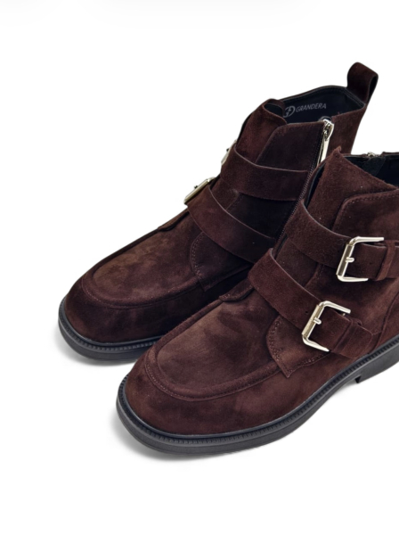 Ботинки зимние из натуральной замши GRANDERA, цвет: коричневый  купить онлайн