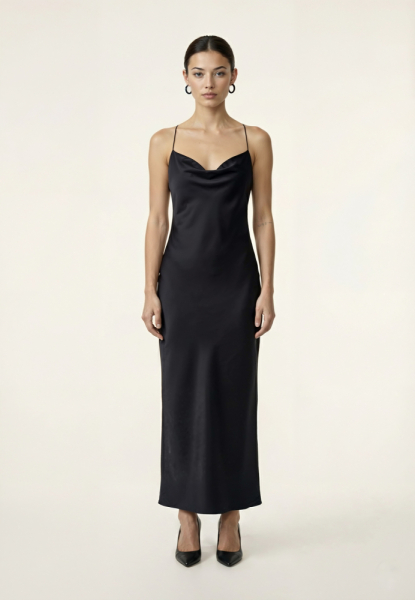 Платье комбинация с открытой спиной из атласа