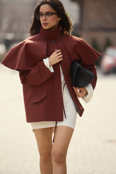 Тренч со съемным кейпом из хлопка с пропиткой