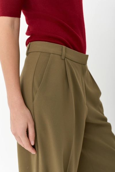 Брюки палаццо в расслабленном стиле Ricoco, цвет: оливковый, 6069/3 купить онлайн