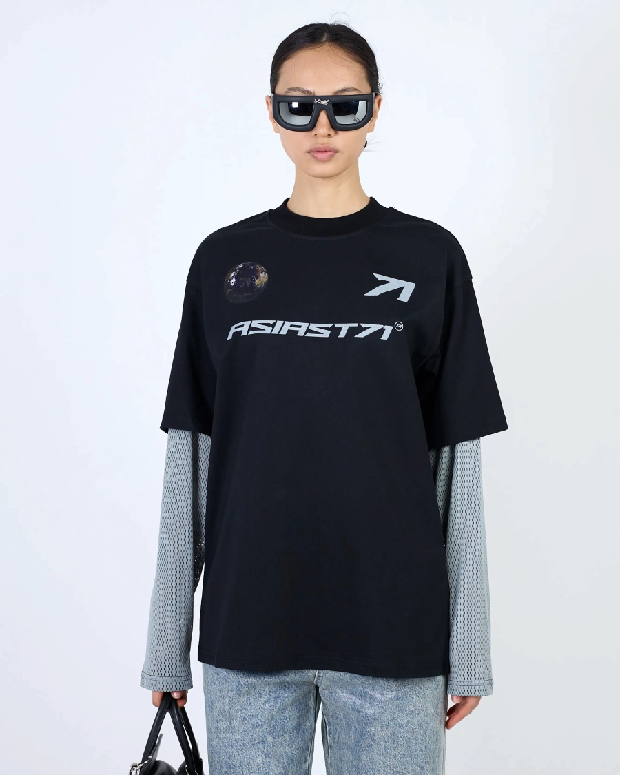 Лонгслив JERSEY MESH SLEEVES BLACK