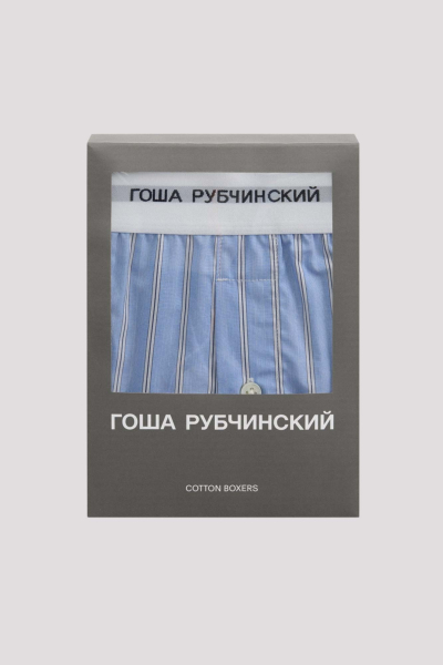 Боксеры хлопковые ГОША РУБЧИНСКИЙ, цвет: голубой-белый BXR_0301_blue_white | новая мужская коллекция купить онлайн