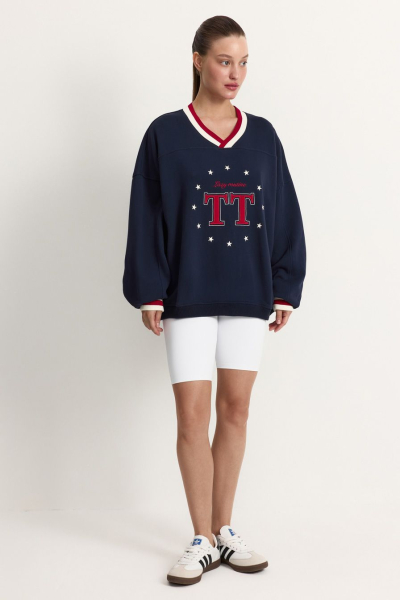 Свитшот из 100% хлопка TOPTOP, цвет: синий, TT.053.17779.621 купить онлайн