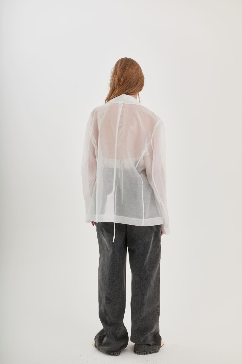 Полупрозрачная блуза-жакет UNKE, цвет: белый, 2502J003V_WH купить онлайн