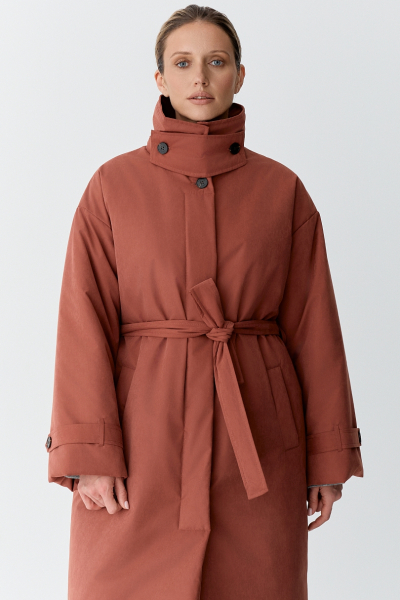 Пальто однобортное утепленное Ricoco, цвет: терракотовый, 7012/1 купить онлайн