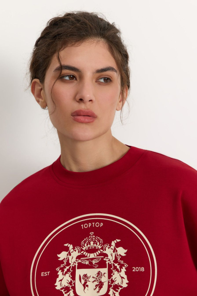Свитшот из 100% хлопка TOPTOP, цвет: Бордовый, TT.053.15711.331 купить онлайн