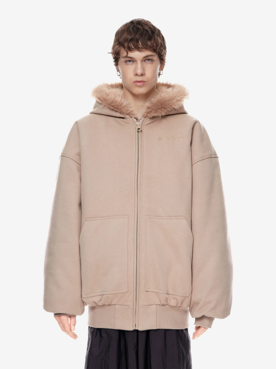 Бомбер хлопковый с меховой отделкой