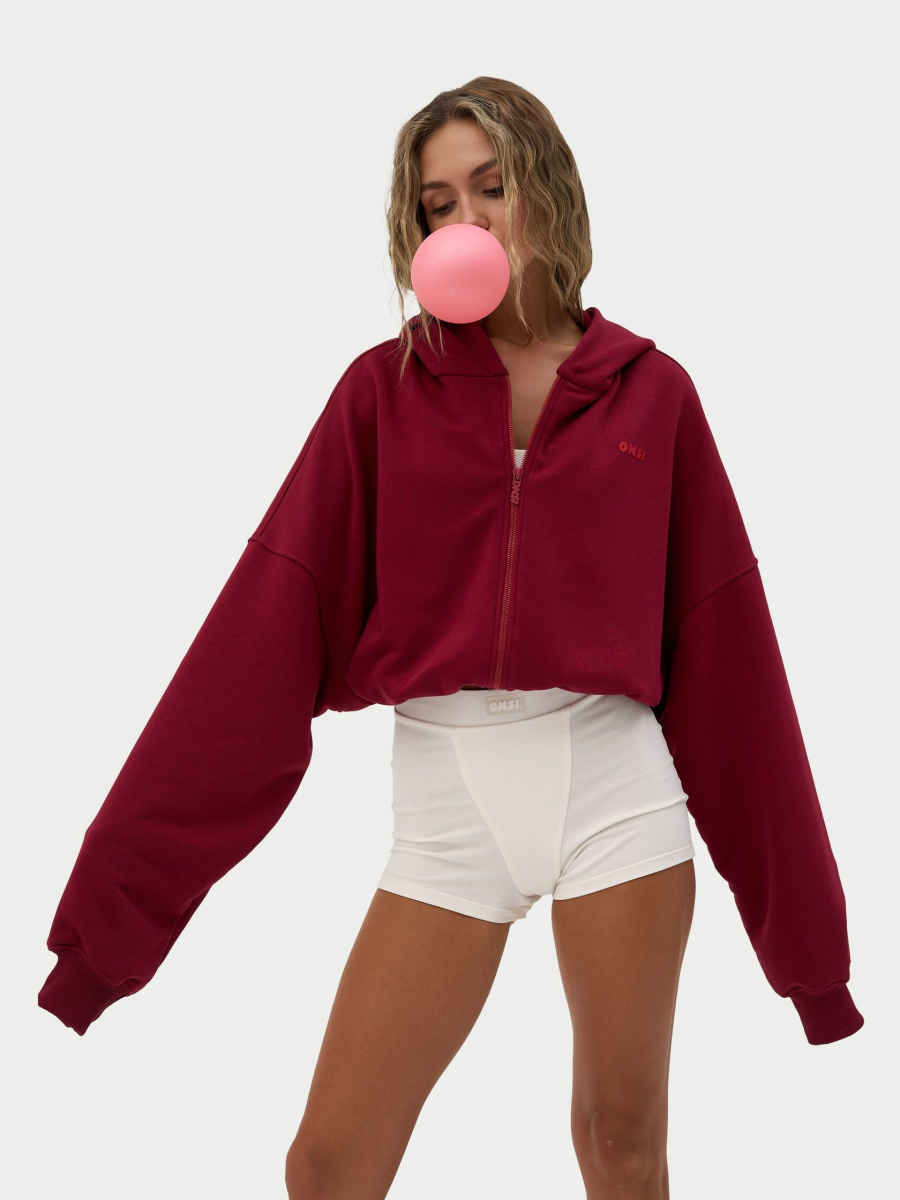 Crop Худи утепленное с кулиской ONSI, цвет: dark red,  купить онлайн