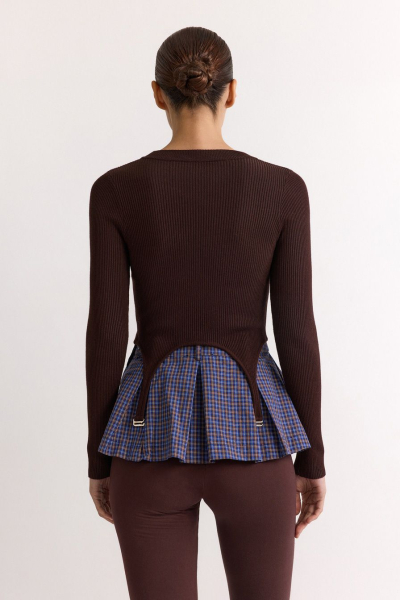 Джемпер с баской TOPTOP, цвет: коричневый, TT.050.17942.700 купить онлайн