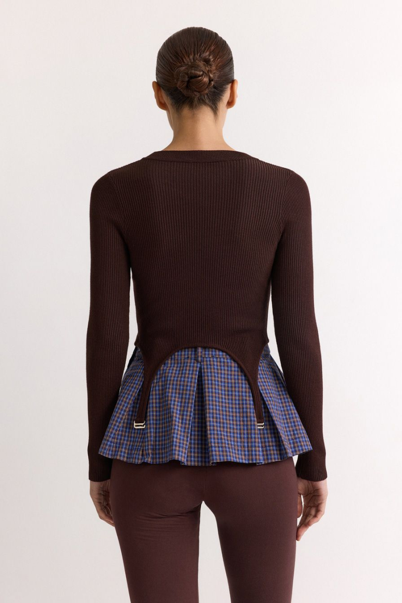 Джемпер с баской TOPTOP, цвет: коричневый, TT.050.17942.700 купить онлайн