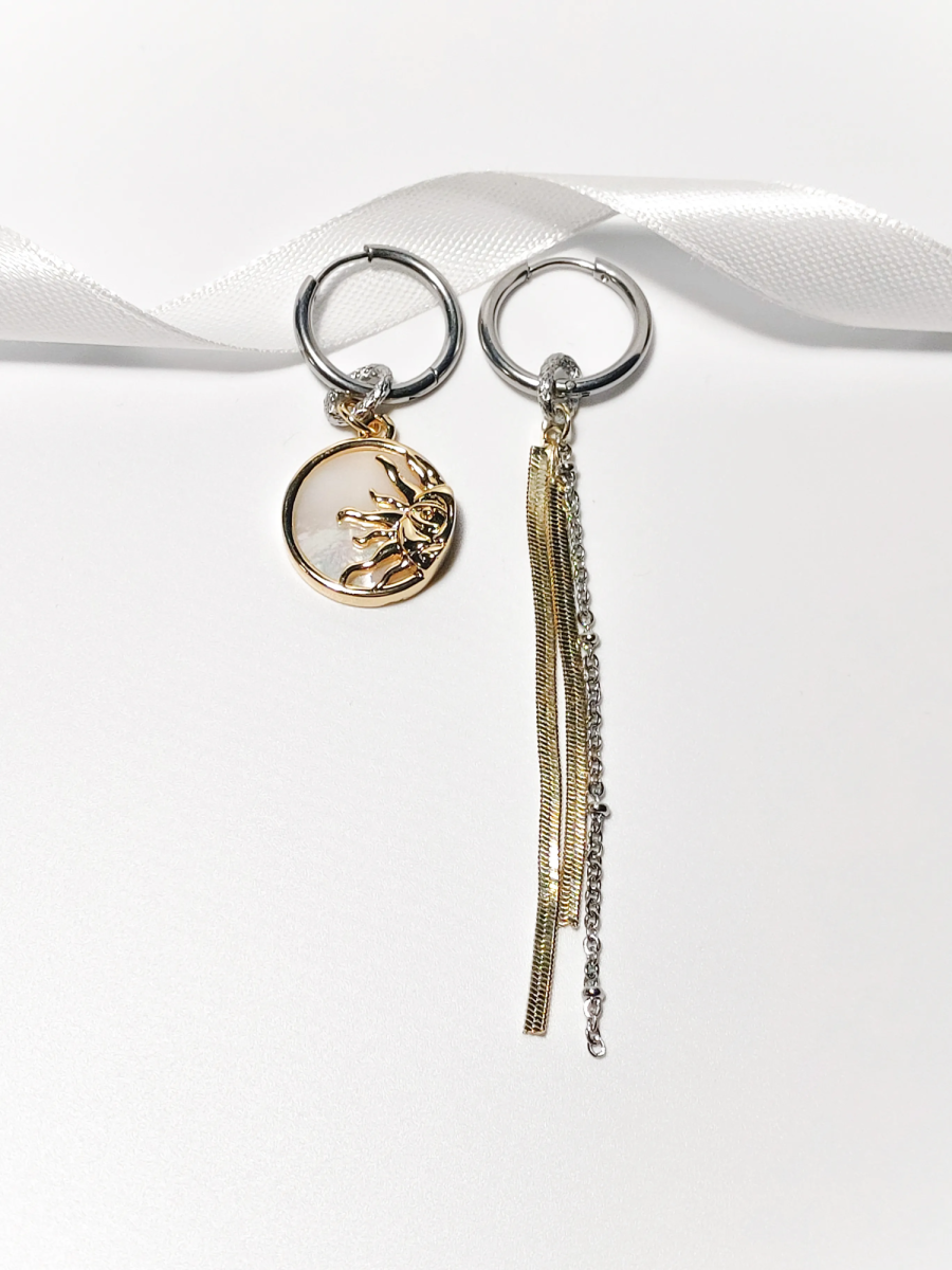 Серьги "Солнце с перламутром"