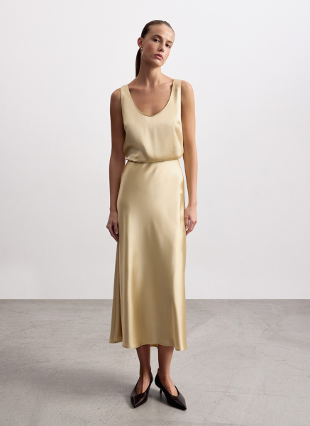 Юбка миди из шелка ALL WE NEED, цвет: песочный, 2603W17100P-103 купить онлайн