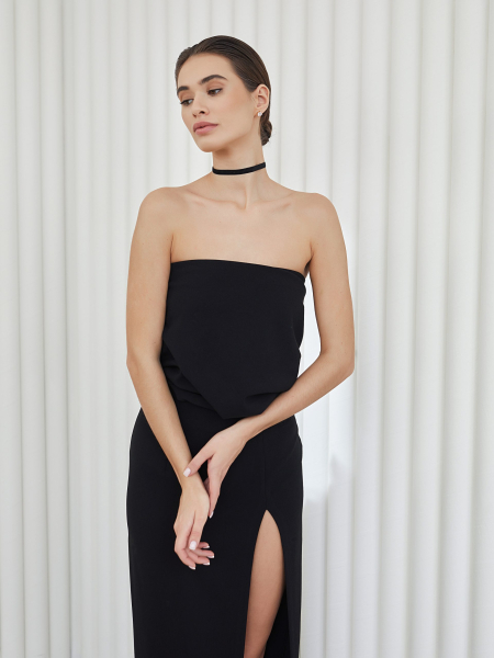 Платье макси с высоким разрезом I.B.W., цвет: Черный, ED048 купить онлайн