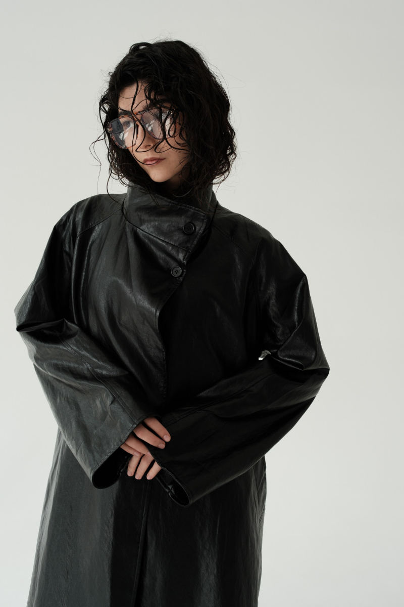 Тренч кожаный No name not same, цвет: Черный,  купить онлайн