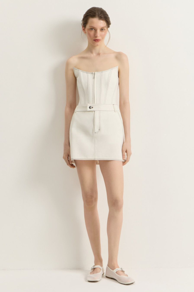 Юбка джинсовая из raw-денима TOPTOP, цвет: молочный, TTS.070.17388.120.02684 купить онлайн