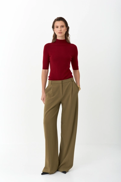 Брюки палаццо в расслабленном стиле Ricoco, цвет: оливковый, 6069/3 купить онлайн