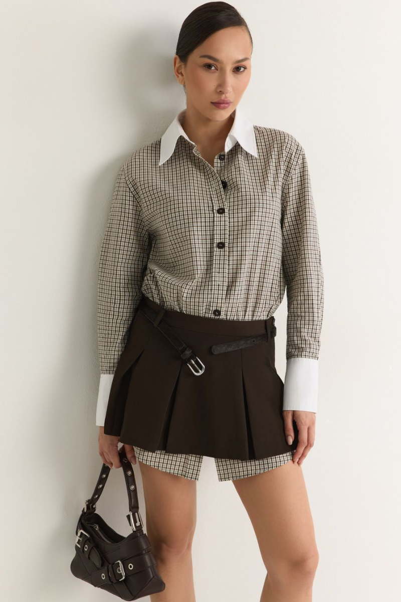 Платье-рубашка из смесового хлопка TOPTOP, цвет: молочный с принтом, TT.010.18820.121 купить онлайн