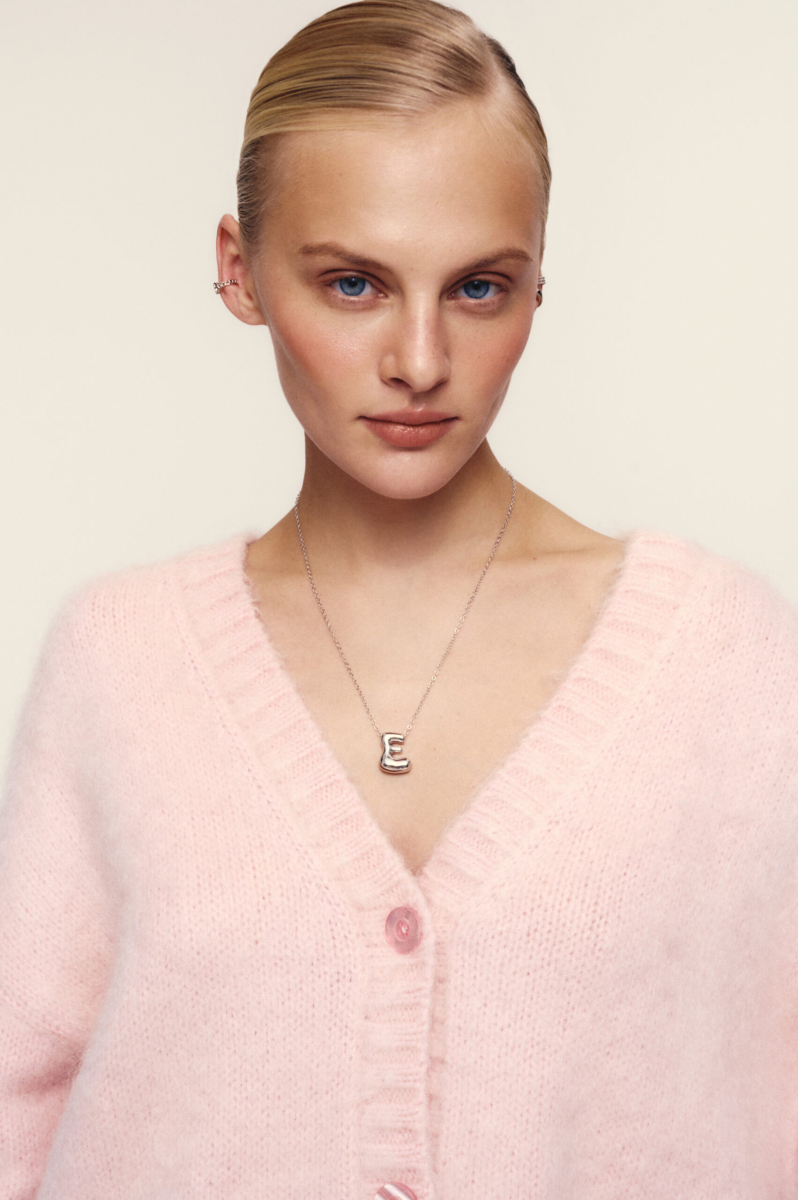 Цепочка с буквой Bubble big silver E Fiore store  купить онлайн