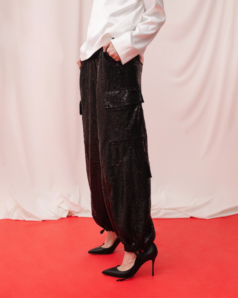 Брюки карго с пайетками