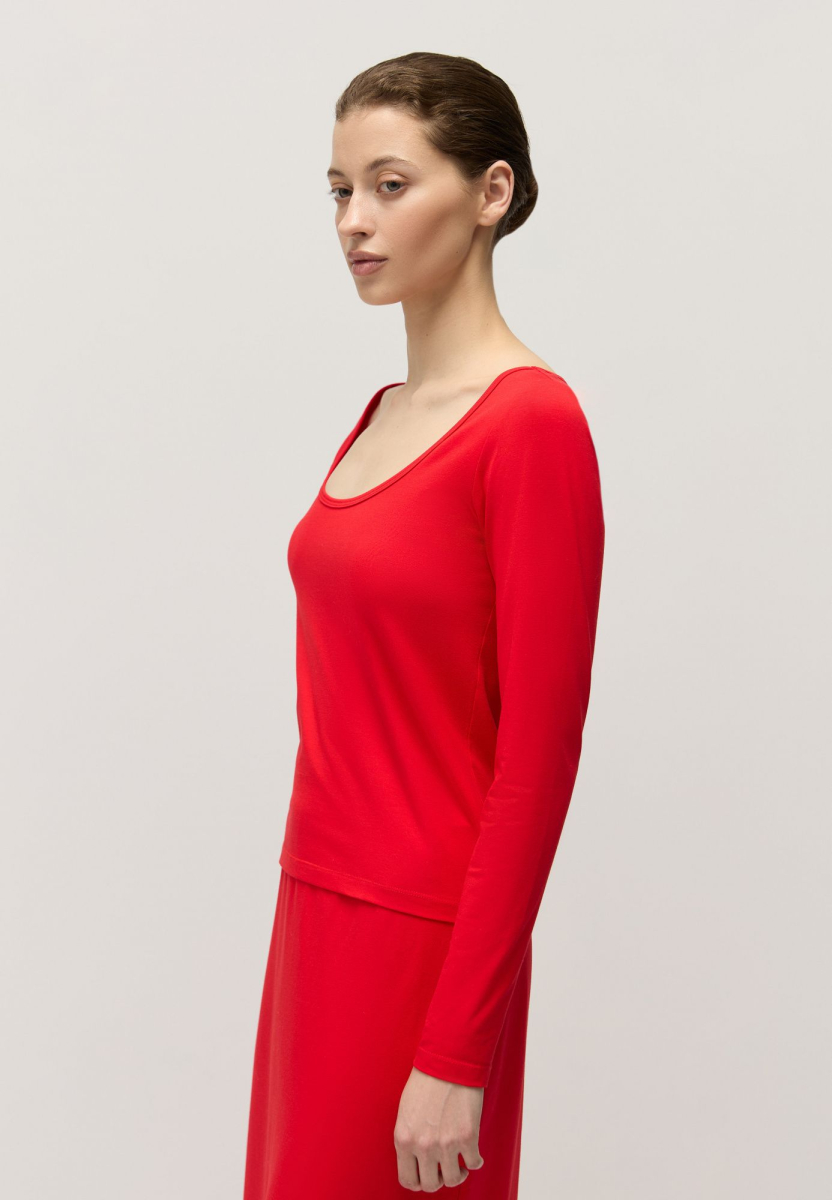 Лонгслив из модала с хлопком AROUND, цвет: красный,  купить онлайн