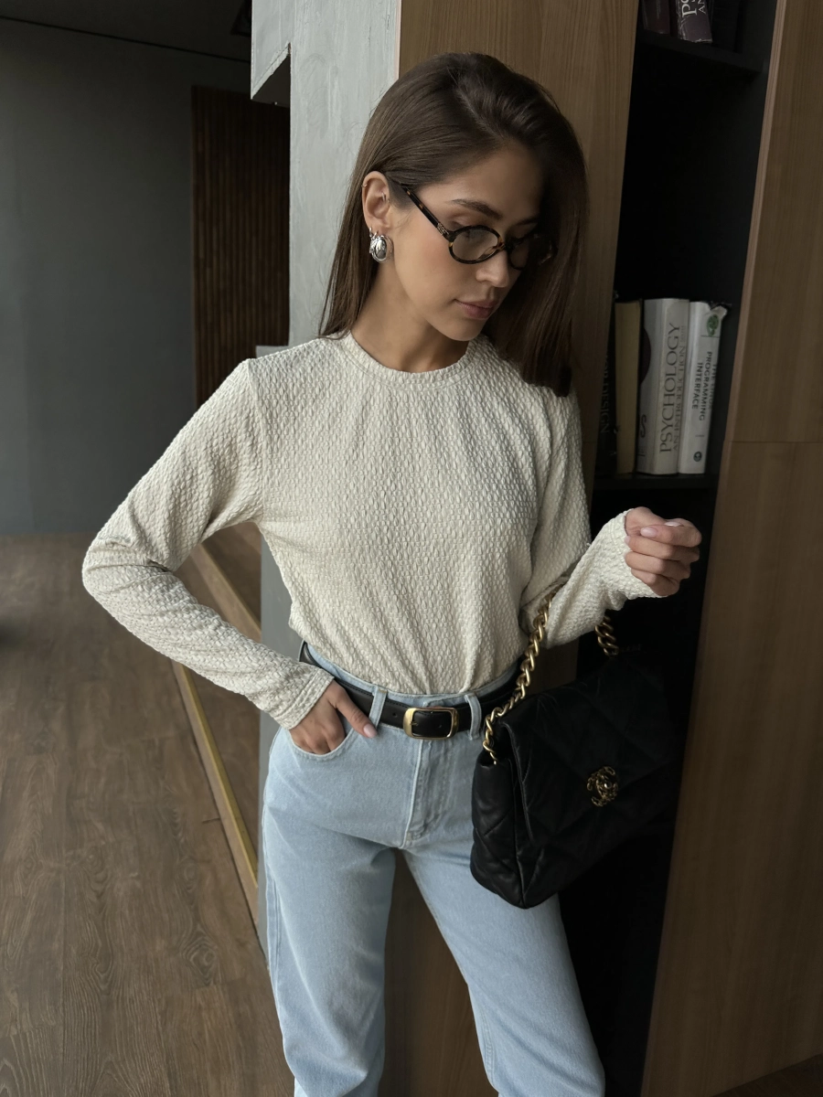 Лонгслив из фактурного трикотажа VELVET, цвет: фисташковый, 00-00004882 купить онлайн