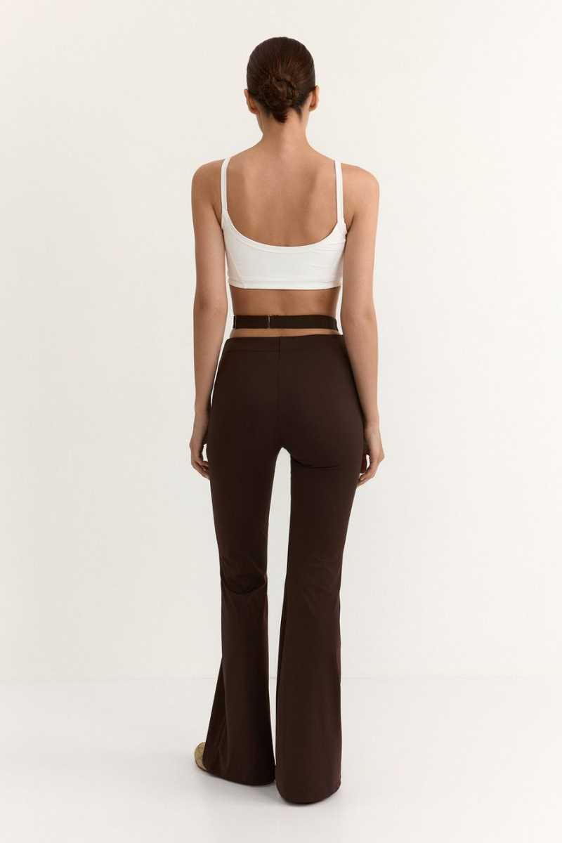 Брюки-клеш с вырезом на поясе TOPTOP, цвет: коричневый, TT.905.16722.700 купить онлайн