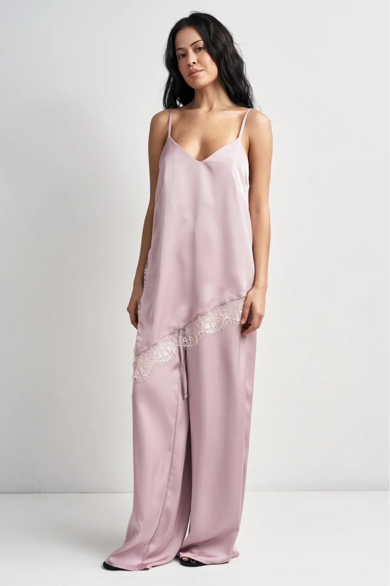 Брюки атласные в цвете Розовый