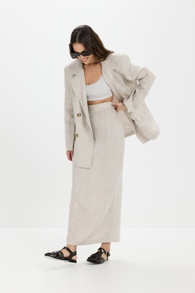 Юбка миди лен ABDA, цвет: бежевый, 212609703502 купить онлайн