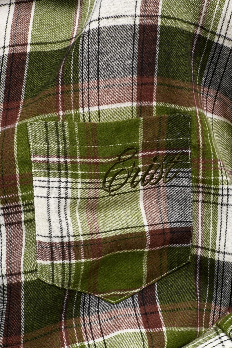 Рубашка в клетку с карманом Oversize Green