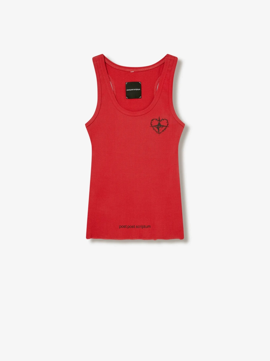 Хлопковая майка с принтом POST POST SCRIPTUM, цвет: терракотовый, 1107.000.00.01.426 купить онлайн