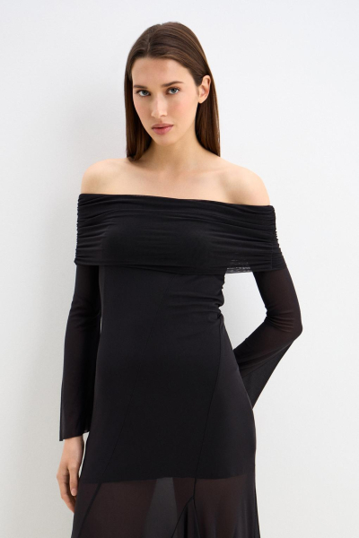 Платье с открытыми плечами ENEVOO, цвет: Черный, 02913 купить онлайн