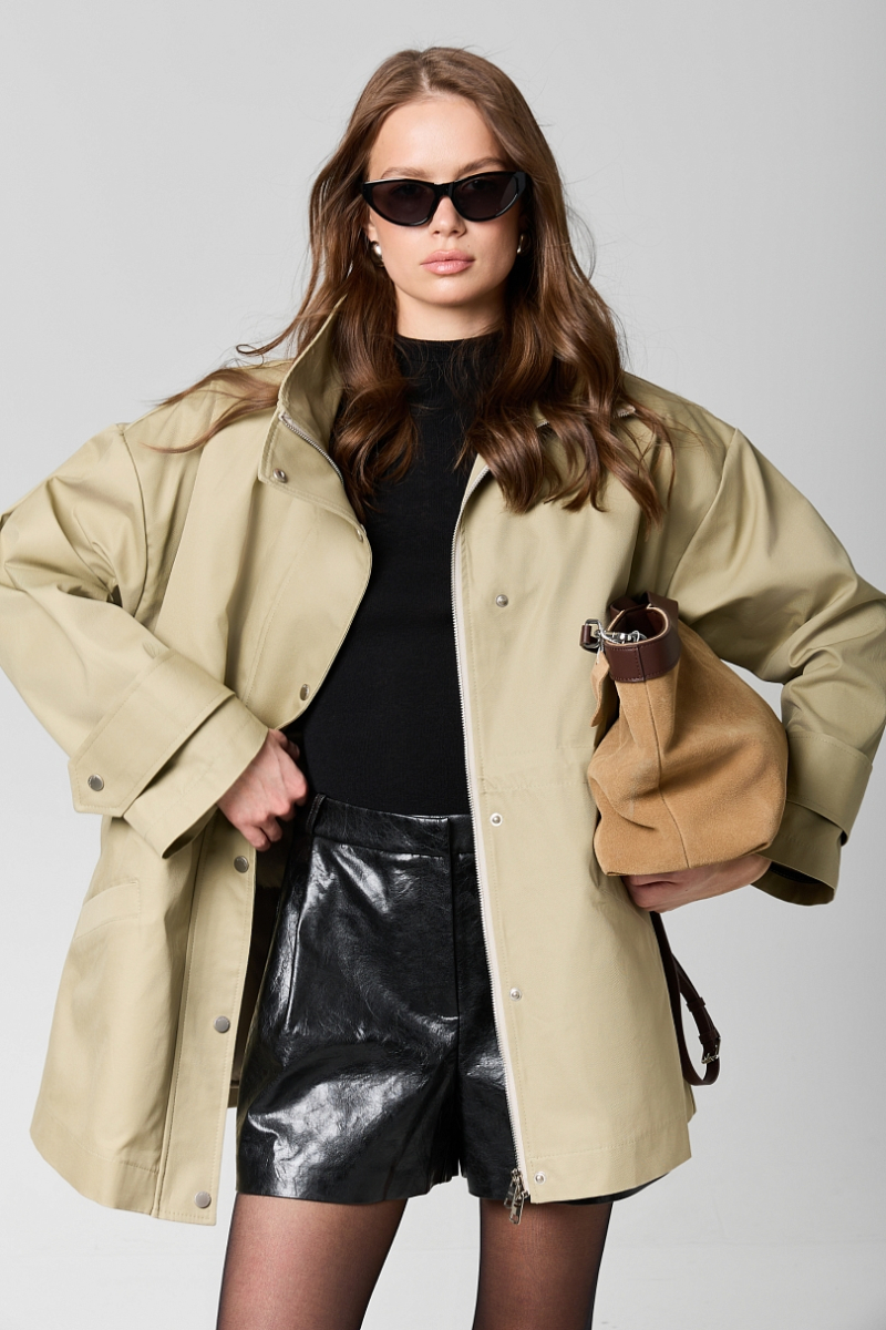 Ветровка с асимметричной планкой со съемным утеплителем Ricoco, цвет: оливковый, 7069/2 купить онлайн