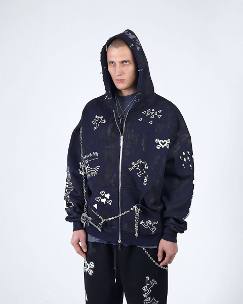 Худи ZIP KINO DRAWINGS 580 GR NAVY ASIA ST 71, цвет: синий, Ast71.kino-ziphood-draw-navy купить онлайн