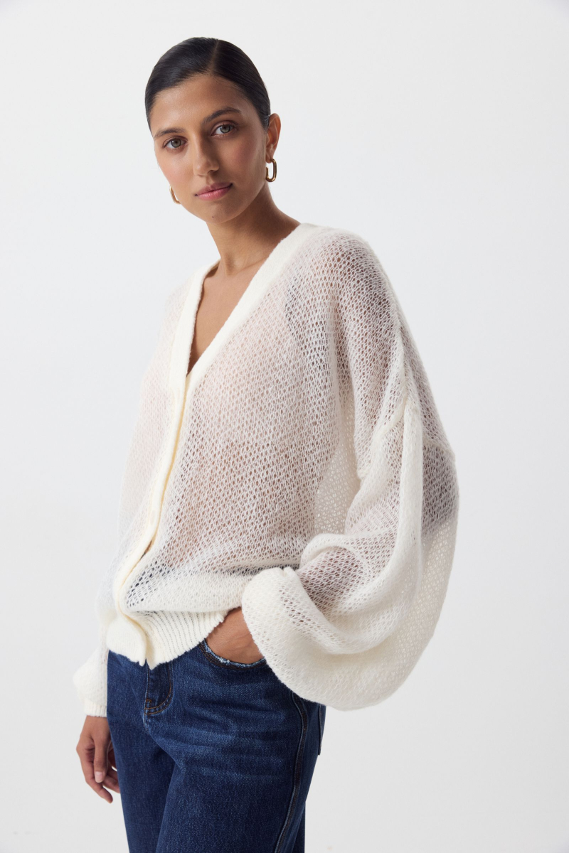 Кардиган ажурной вязки Charmstore, цвет: молочный, 305-42185-111 купить онлайн