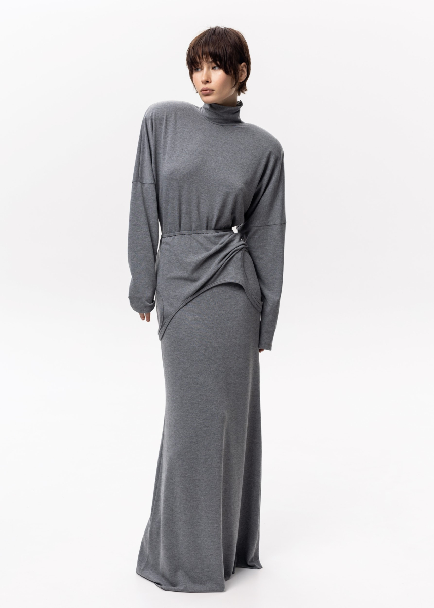 Платье с подплечниками из вискозы ASYA SEMYONOVA, цвет: grey, 00-00002502 купить онлайн