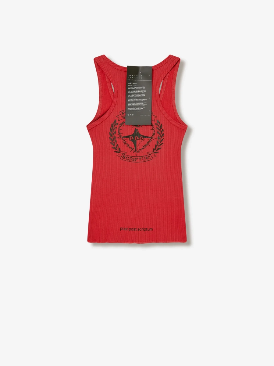 Хлопковая майка с принтом POST POST SCRIPTUM, цвет: терракотовый, 1107.000.00.01.426 купить онлайн
