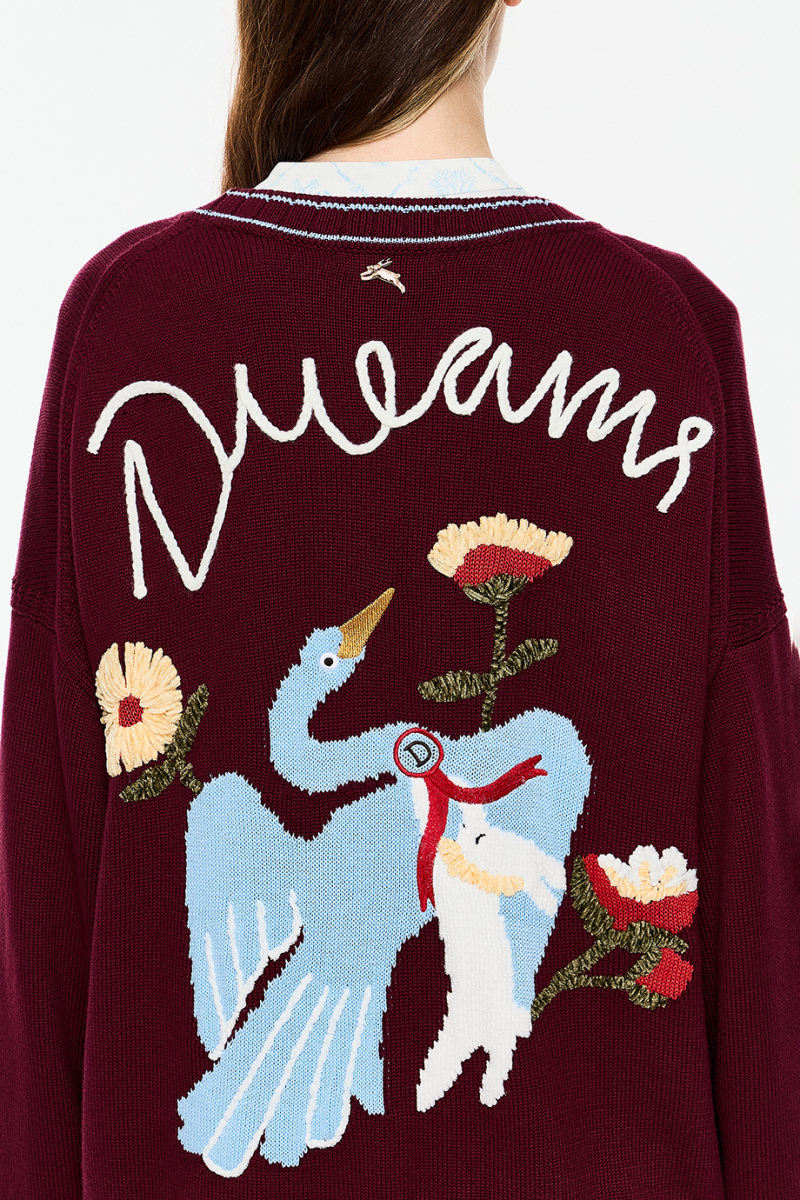 Кардиган с вышивкой DREAMS BY ALENA AKHMADULLINA, цвет: Бордовый, 225104040304215/814000 купить онлайн